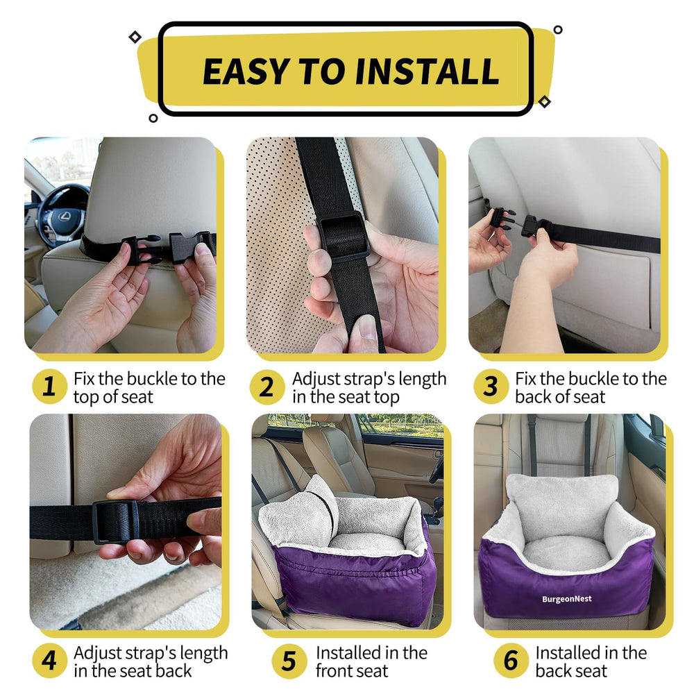 BurgeonNest dog car seat detachable cover for easy cleaning after trips