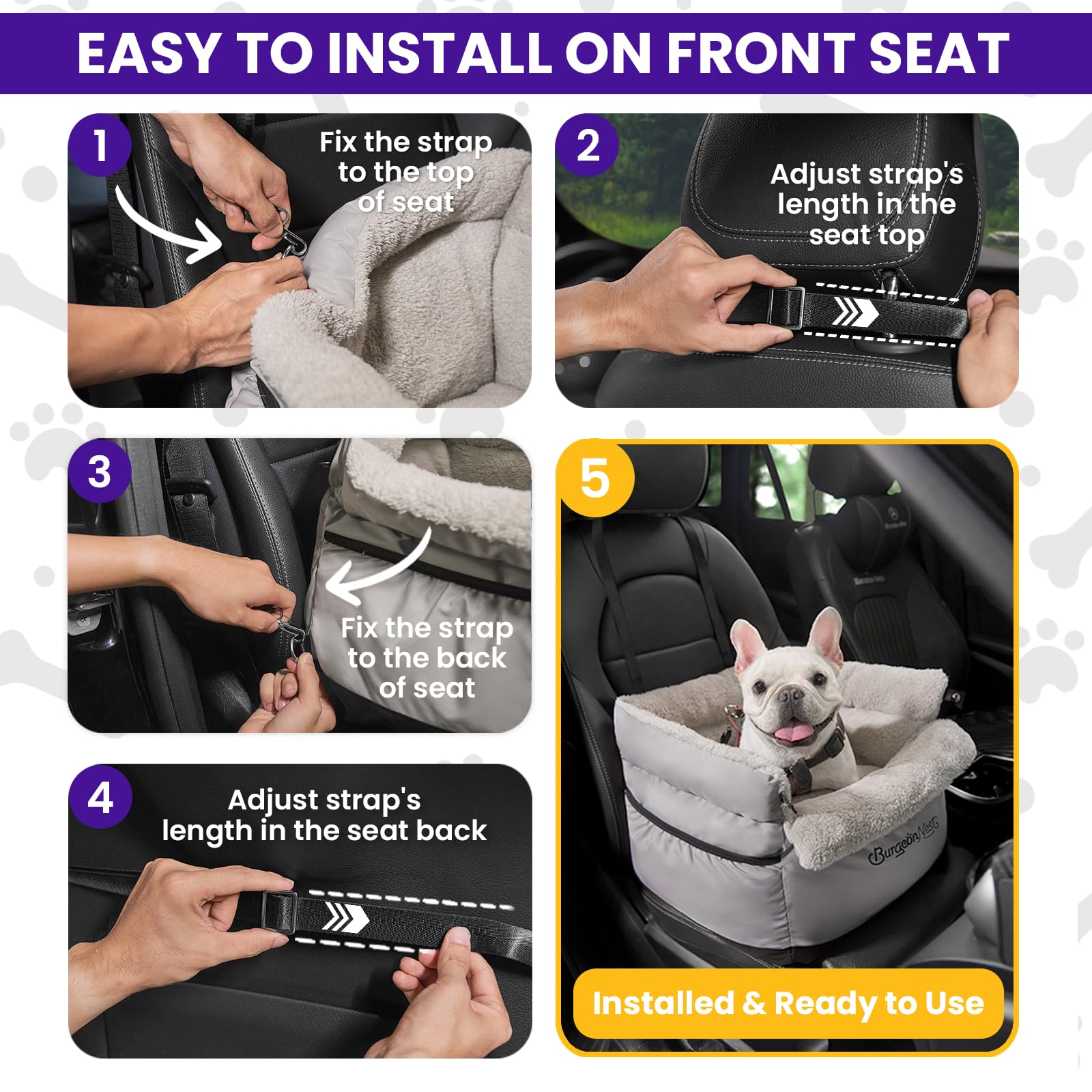 BurgeonNest dog car seat storage pockets keep treats within reach.