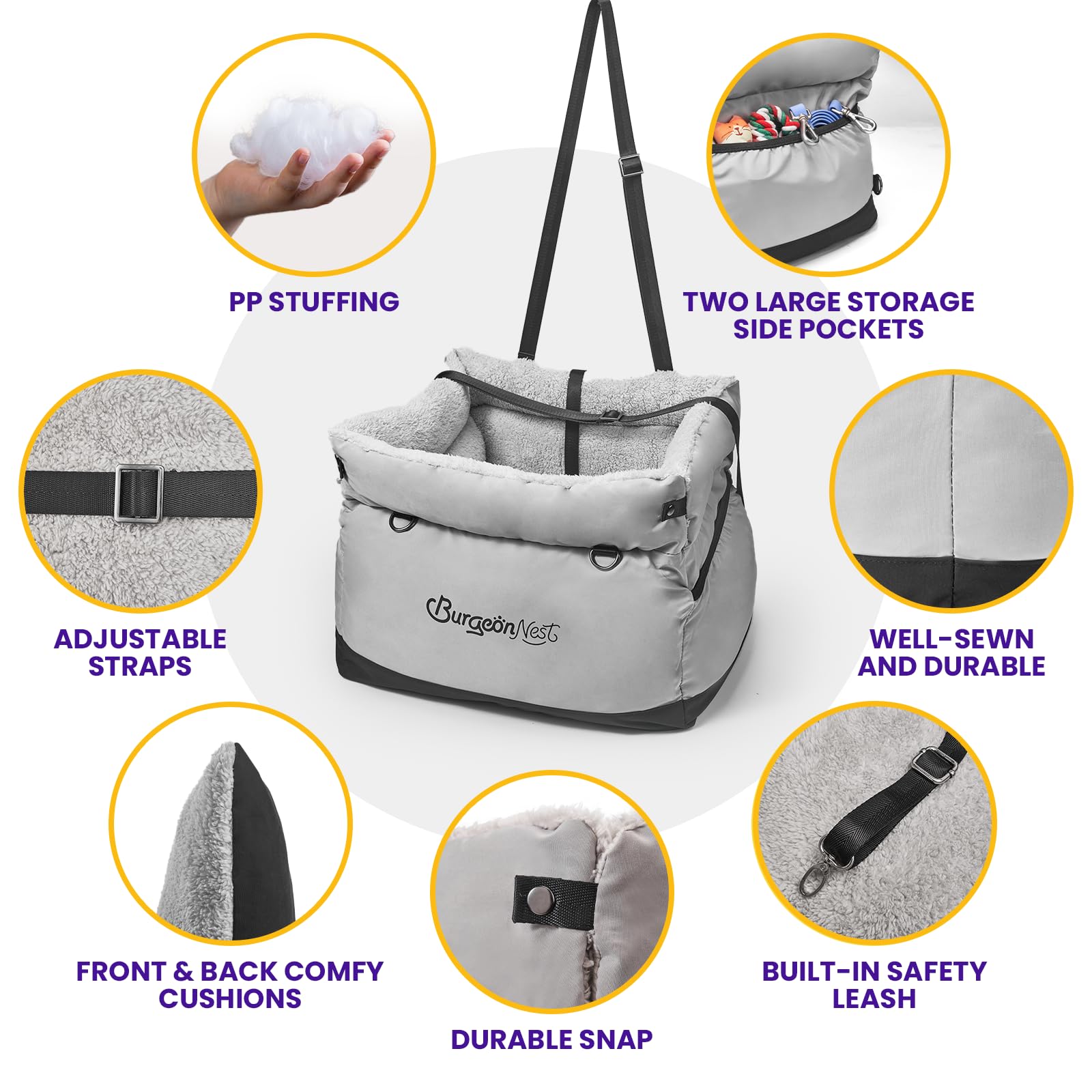 BurgeonNest dog car seat washable material simplifies hair and odor cleanup.