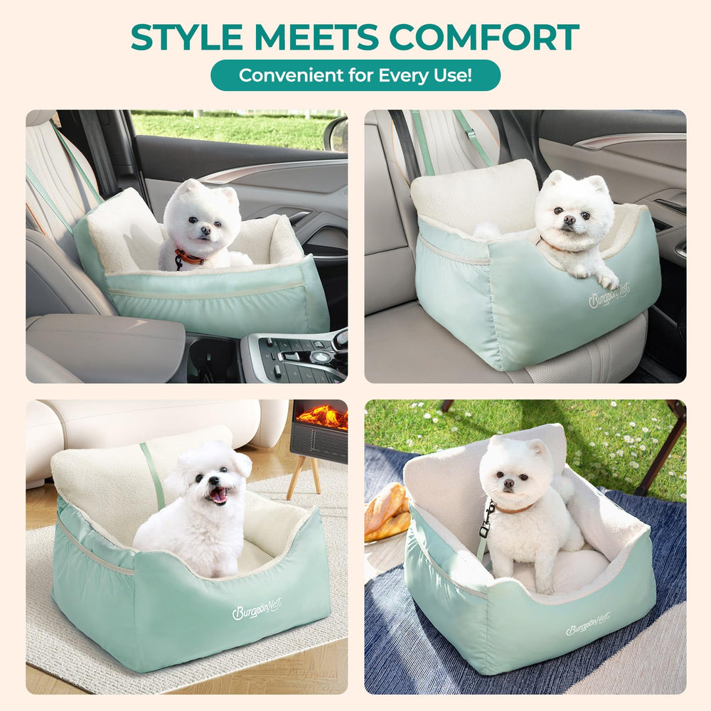 BurgeonNest side storage pockets hold daily pet essentials.