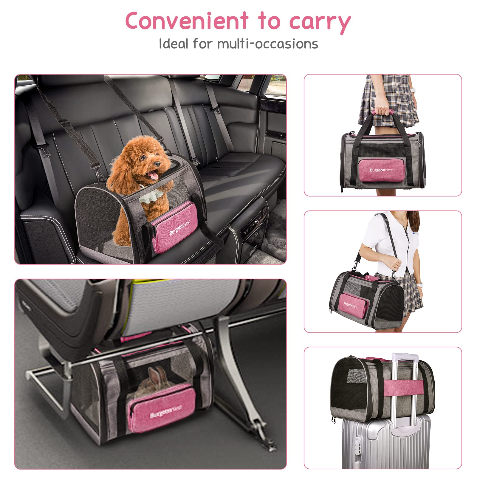 BurgeonNest adjustable shoulder strap enables comfortable, hands-free carrying.