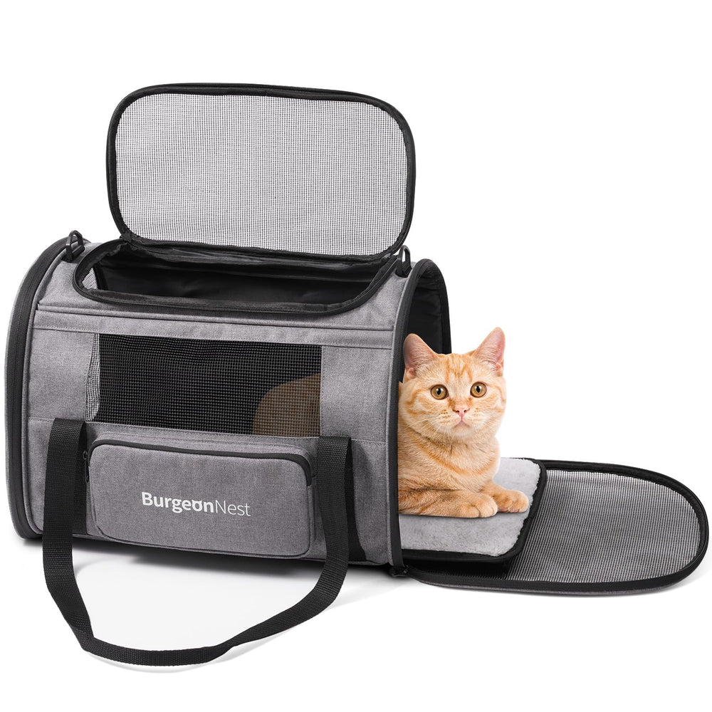 BurgeonNest cat carrier under-seat dimensions for easy airline travel.