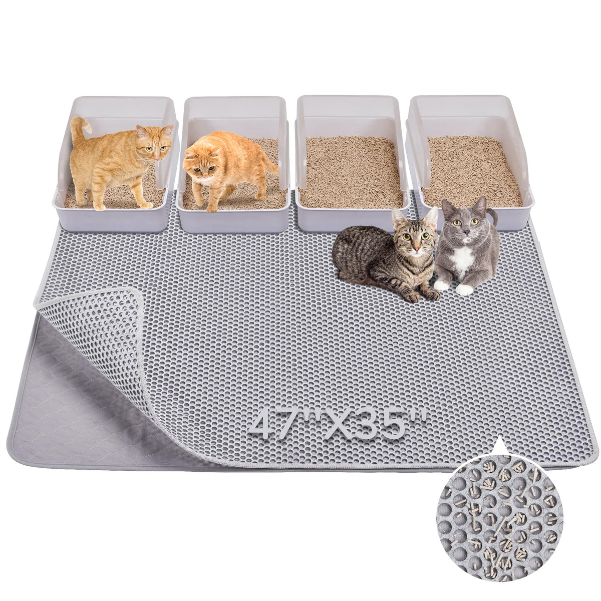 BurgeonNest cat litter mat 47x35 with felt-fabric layer traps litter effectively.