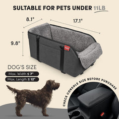 BurgeonNest Center Console dog car seat side straps demonstrate secure installation.