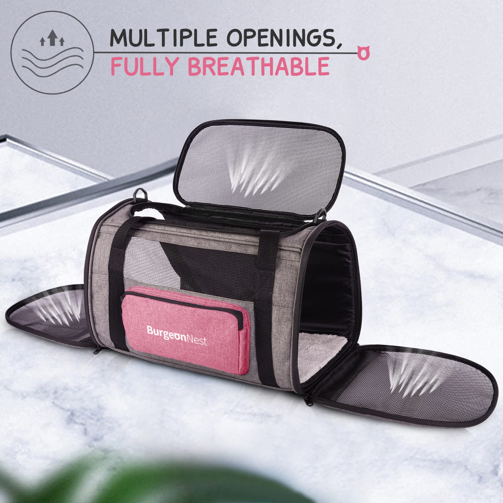 BurgeonNest four mesh windows provide airflow and pet visibility.
