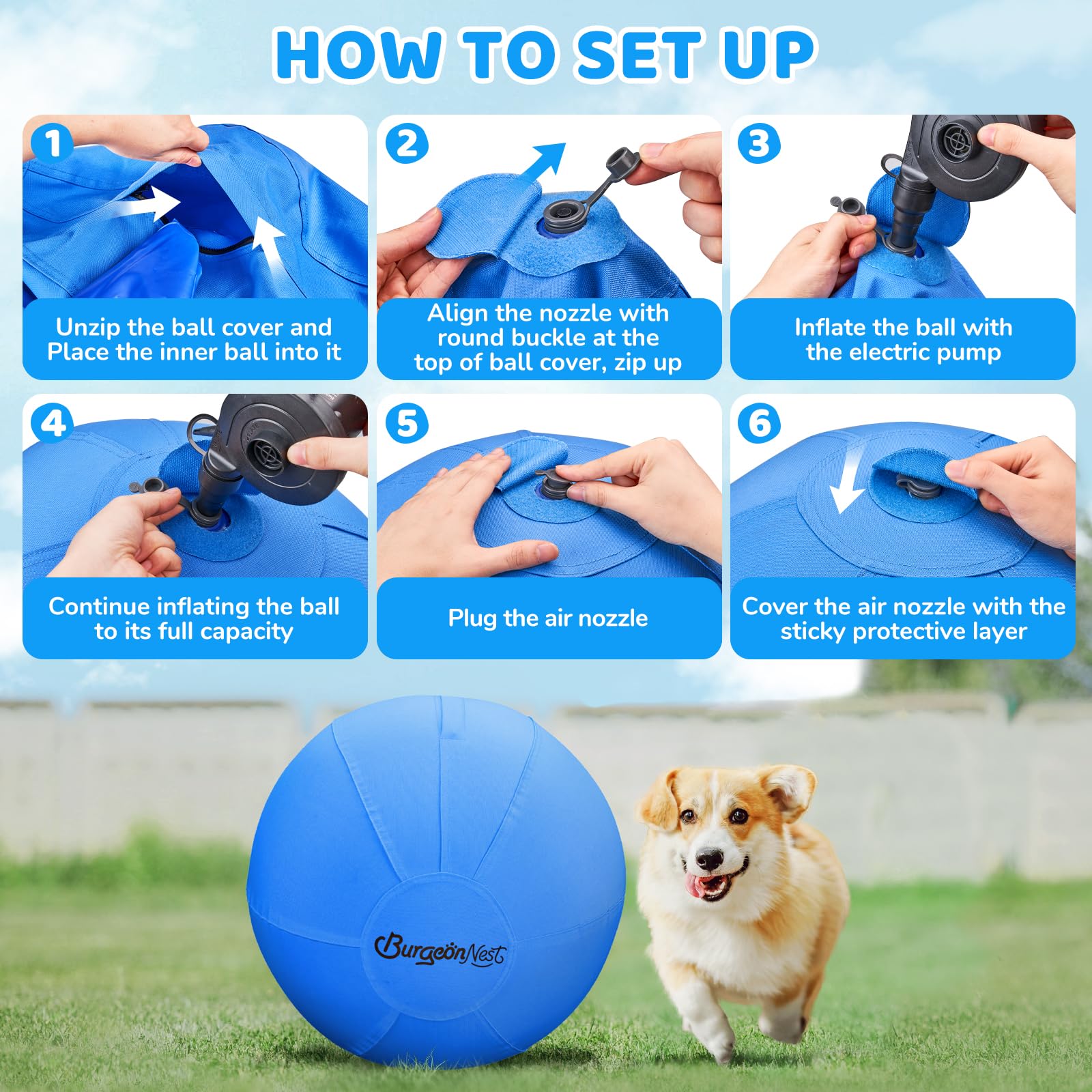 Hidden zipper helps deter chewing on BurgeonNest ball