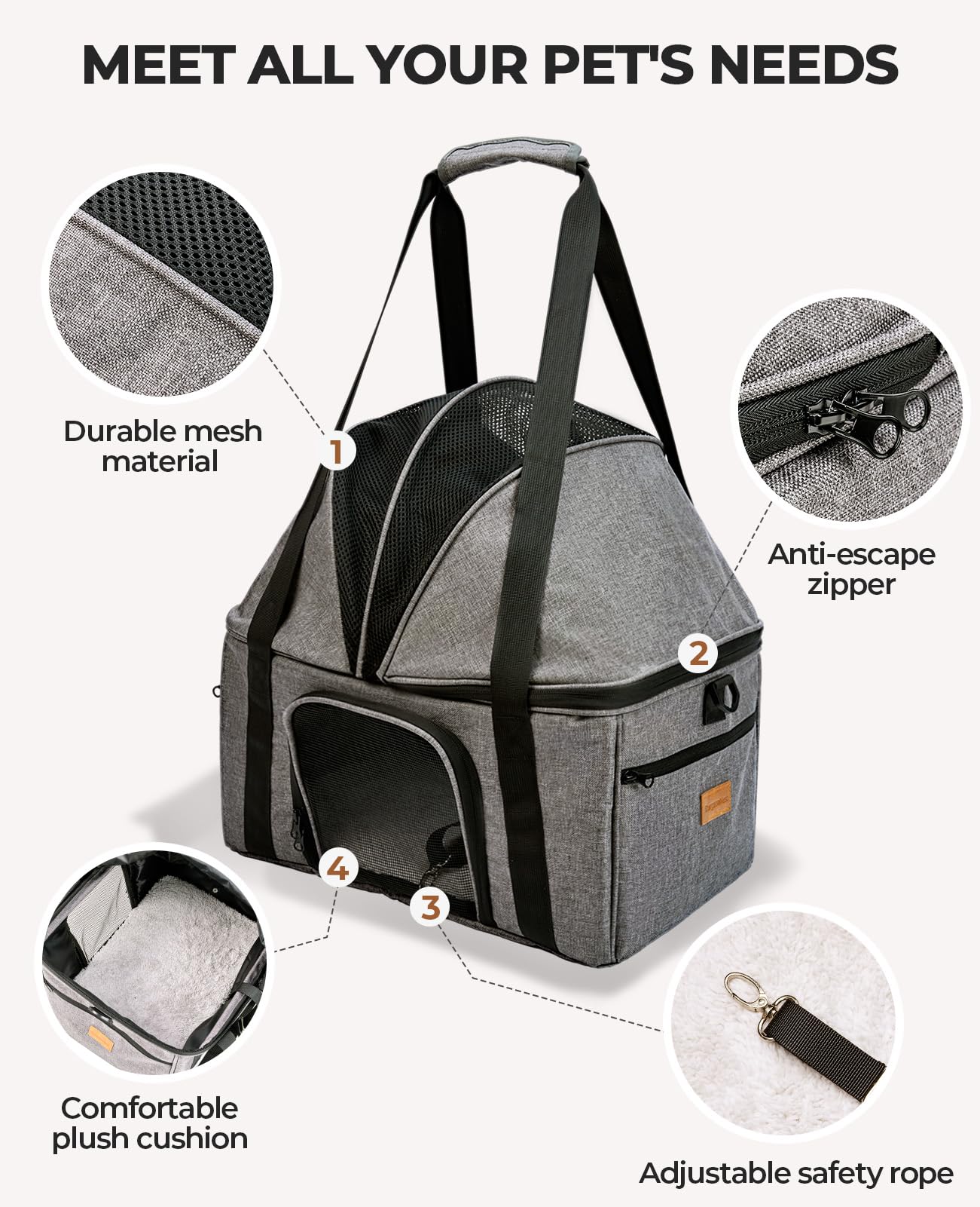 BurgeonNest carrier with two front pockets for treats and accessories.