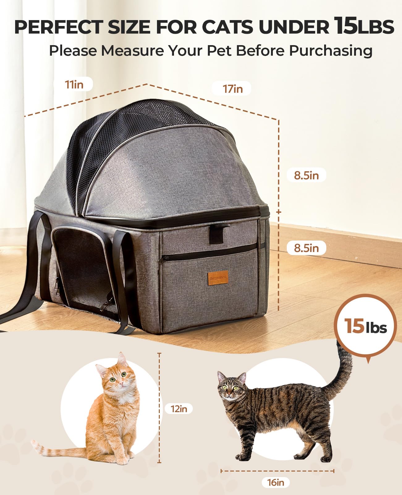 BurgeonNest large cat carrier interior with plush base mat for cozy, comfy travel.