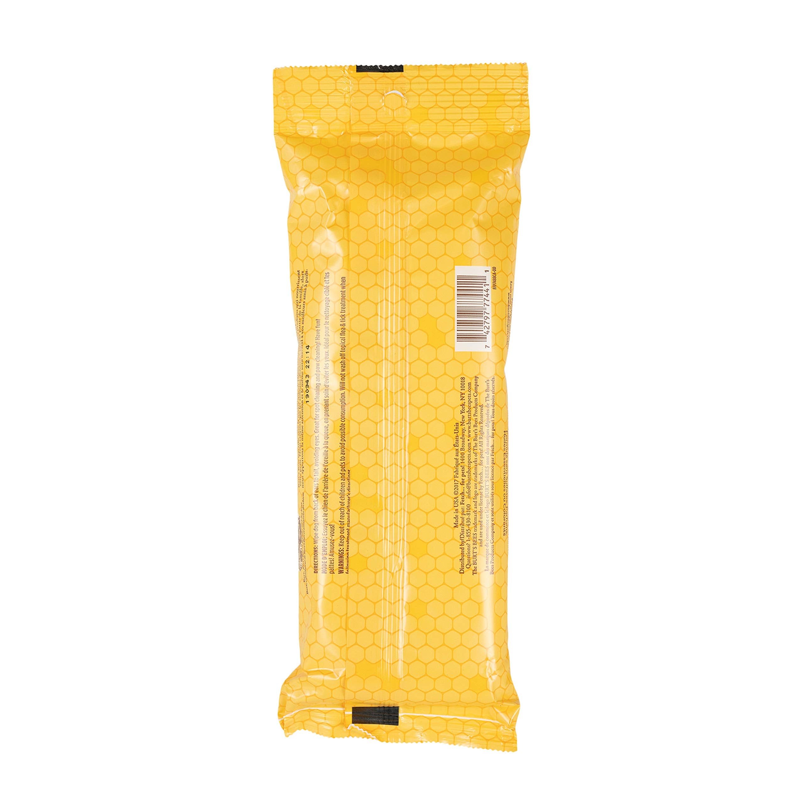 Burt's Bees for Pets Honey Multipurpose Wipes made in USA for consistent quality.