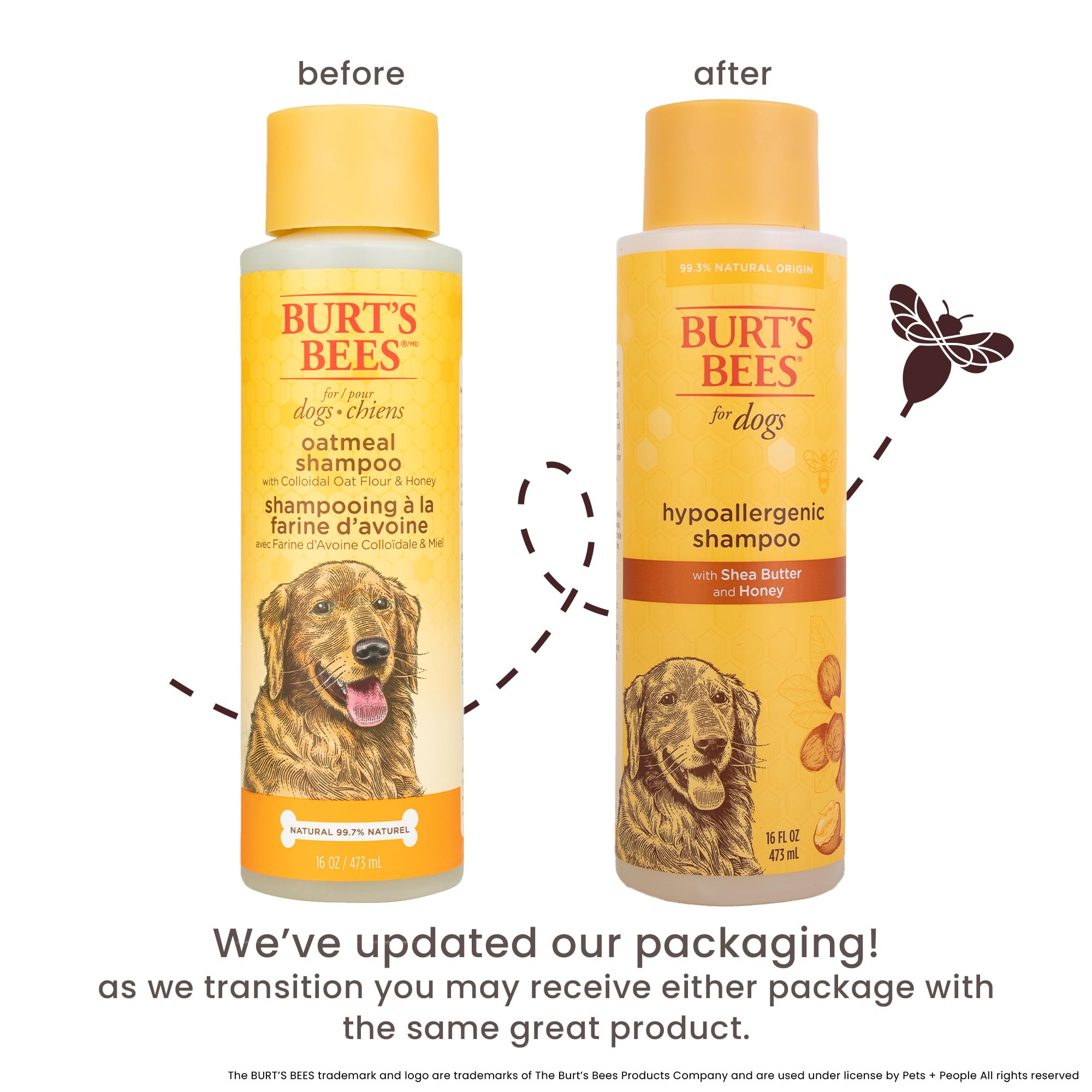 BURT'S BEES FOR PETS close-up shows low-lather rinse for easy bath time