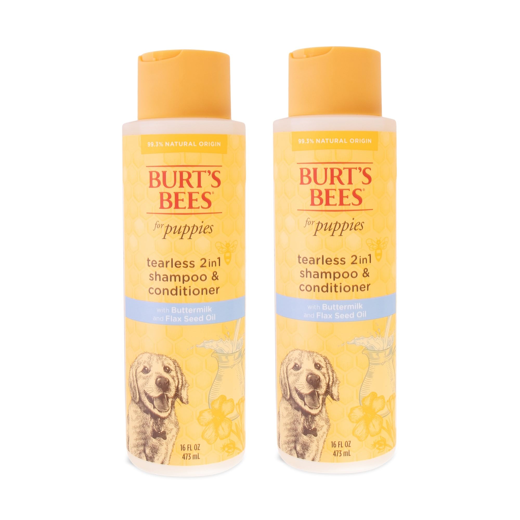 Burt's Bees for Pets Tear Free Puppy Shampoo bottle shows gentle cleansing for sensitive puppy skin.