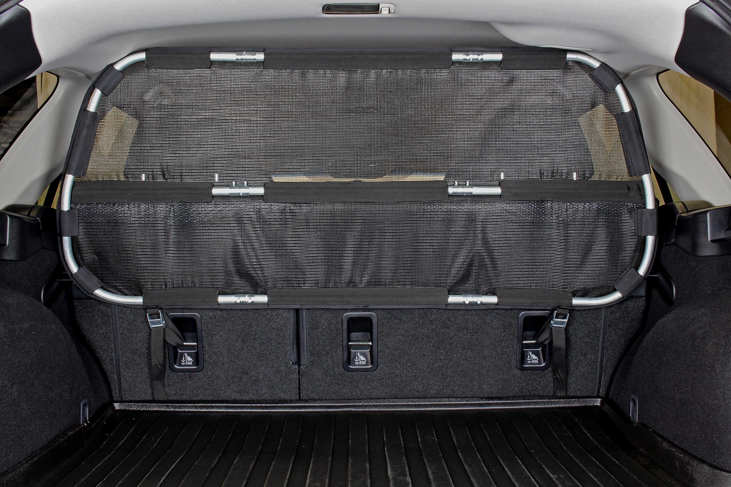 Bushwhacker cargo barrier mesh close-up shows scratch-resistant protection for your vehicle.