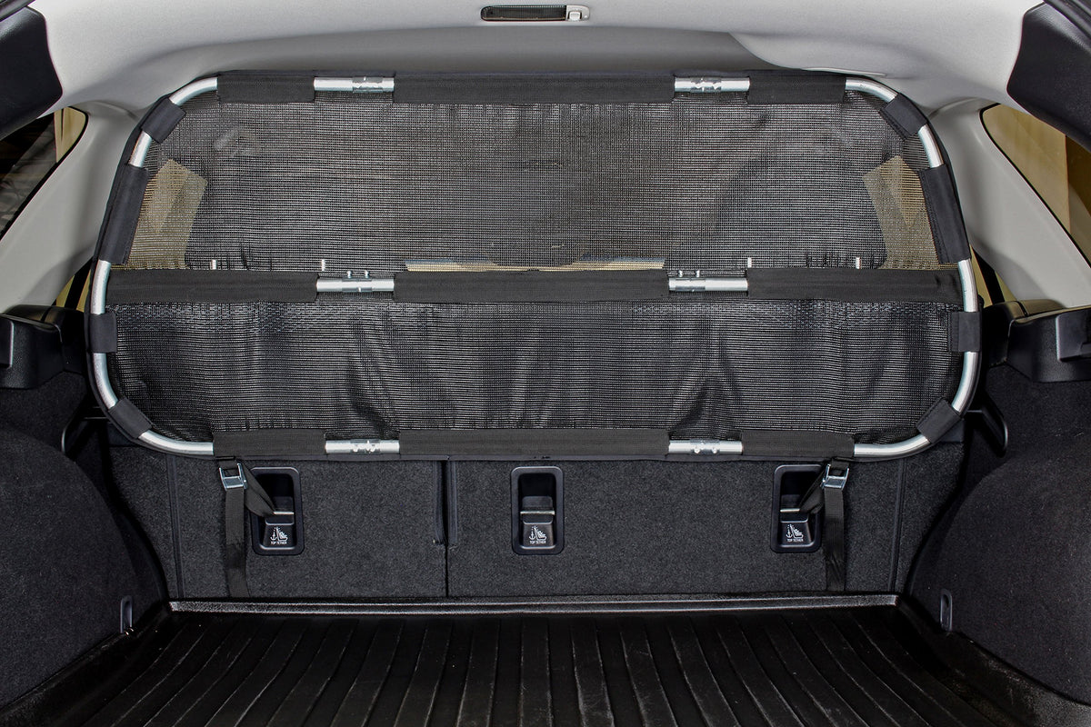 Bushwhacker cargo barrier mesh close-up shows scratch-resistant protection for your vehicle.