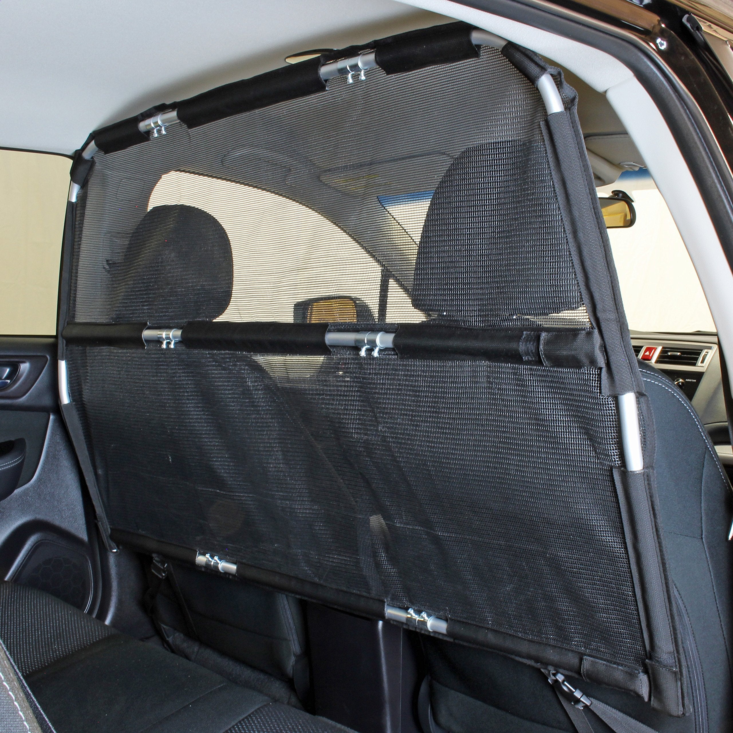 Bushwhacker Deluxe 50-inch dog barrier front-seat setup keeps pet safely in back