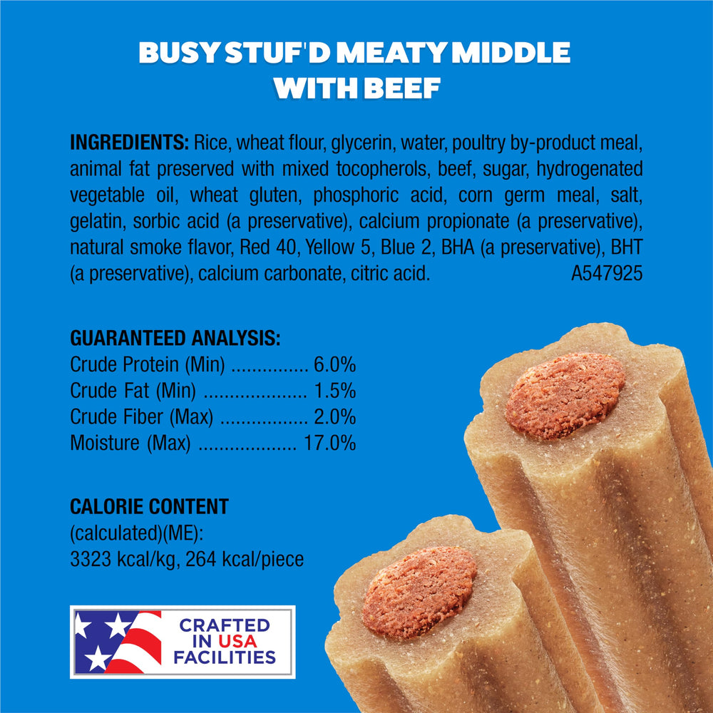 Busy Stuf’d non-rawhide chews provide durable texture for focused chewing sessions.