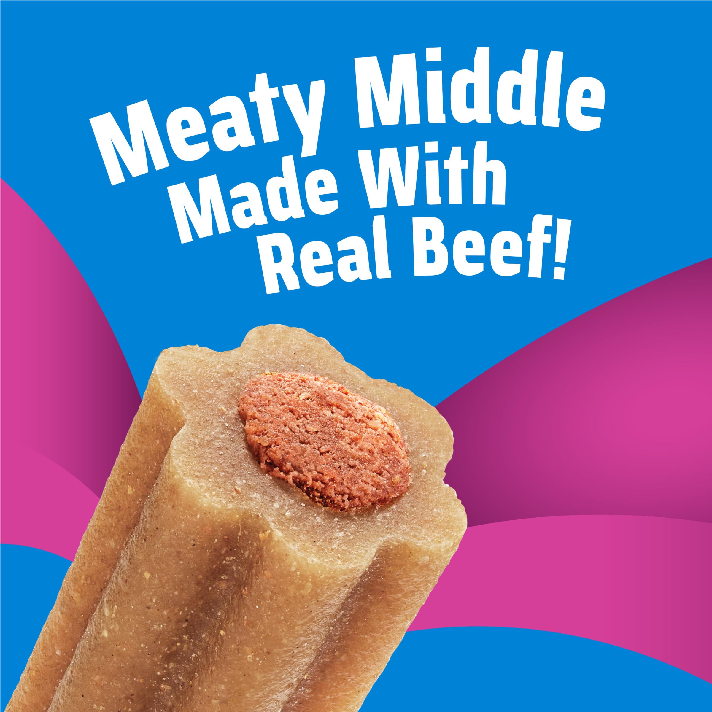 Busy Stuf’d real beef middle flower pouch engages medium dogs with savory aroma.
