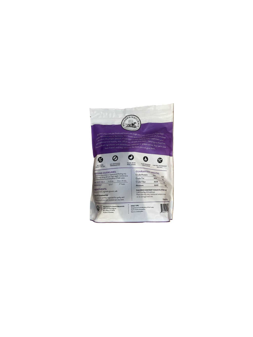 Butcher's Natural Costless Duck Breast Fillets raw jerky pieces for training rewards.