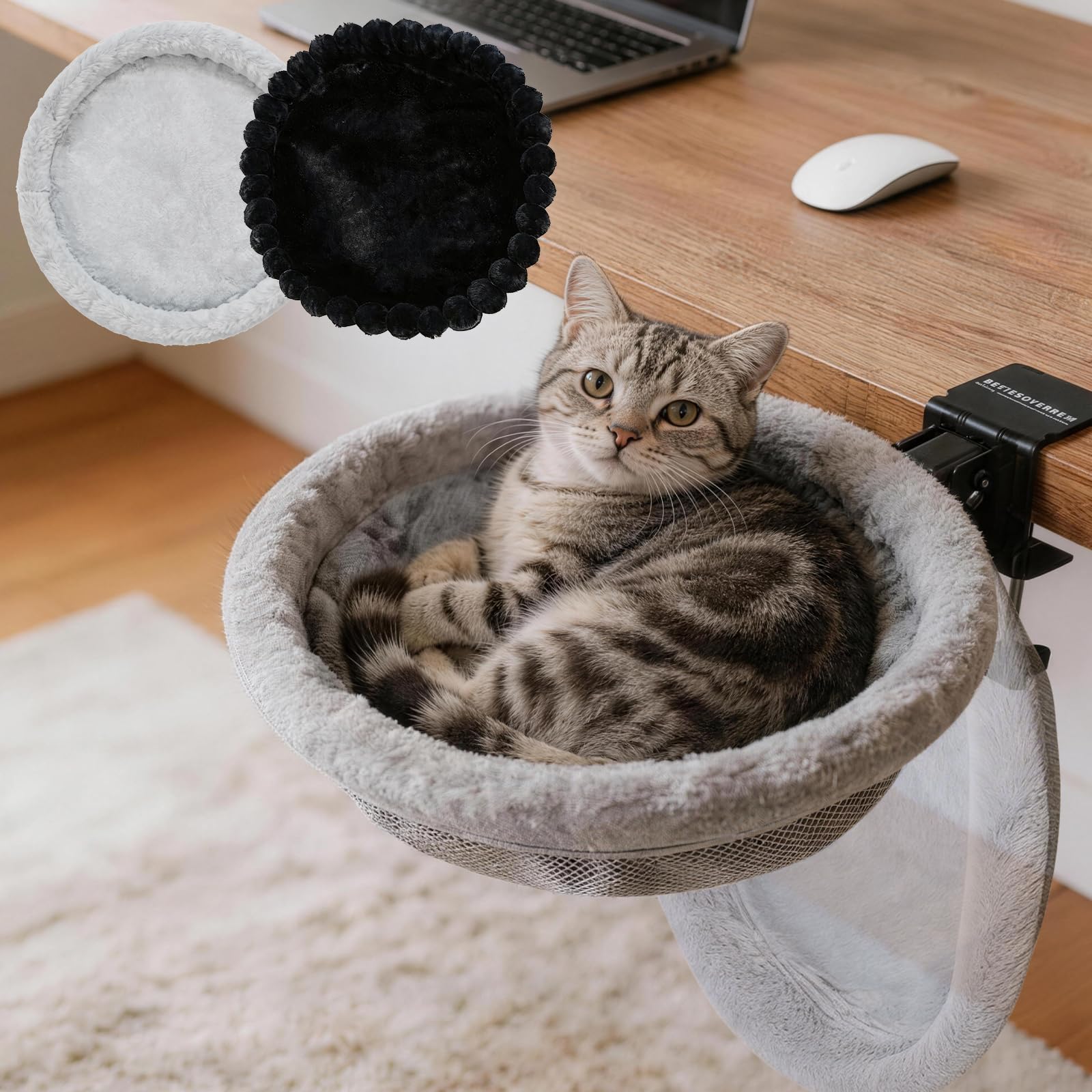 ButtonwoodNest Cozy Cat Desk Bed folded for compact home office space.
