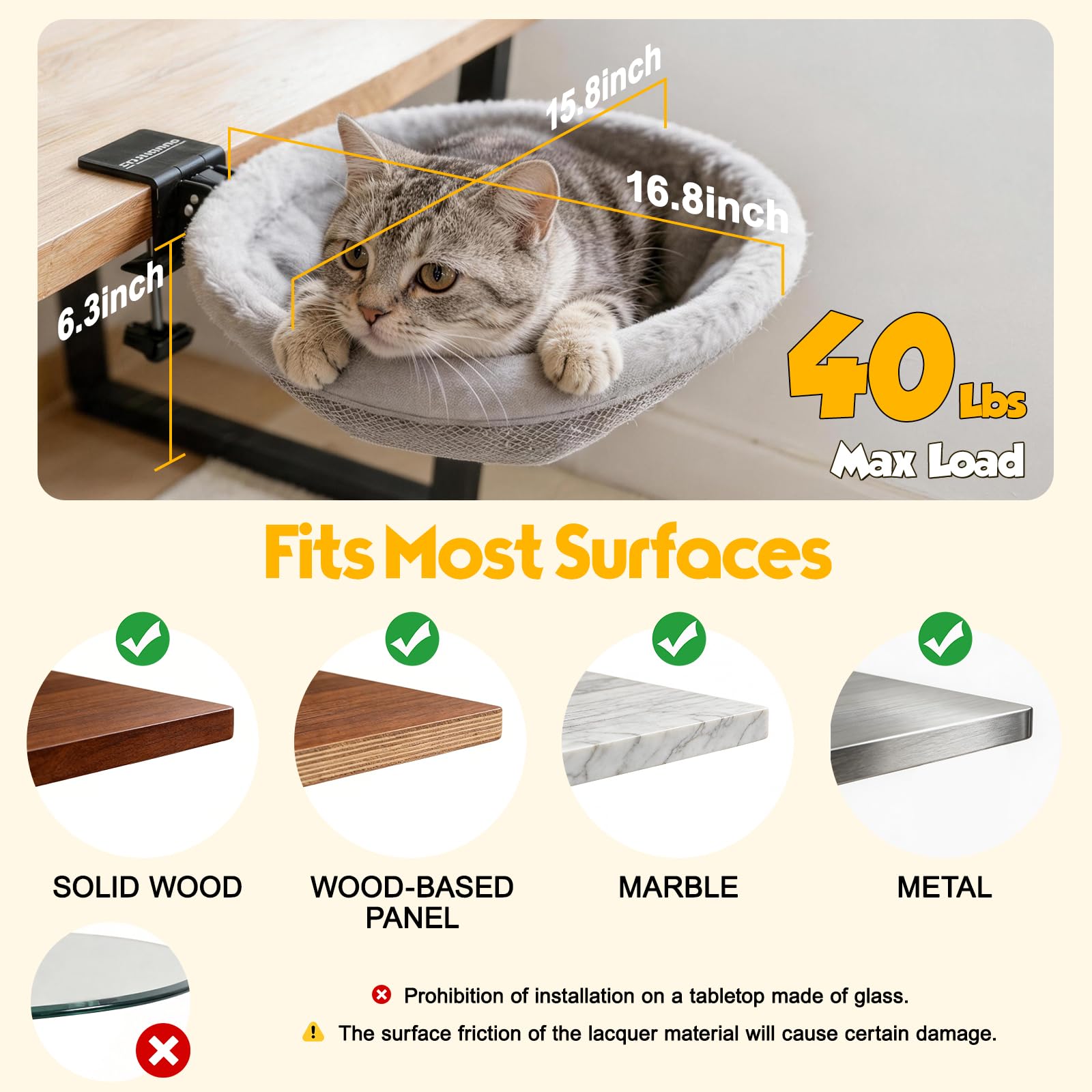 ButtonwoodNest Ultra-heavy duty frame supports cats up to 40 pounds.