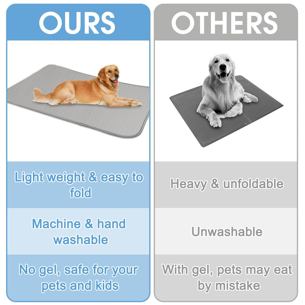 Buvlnee cooling mat close-up reveals breathable fabric and safe fibers.