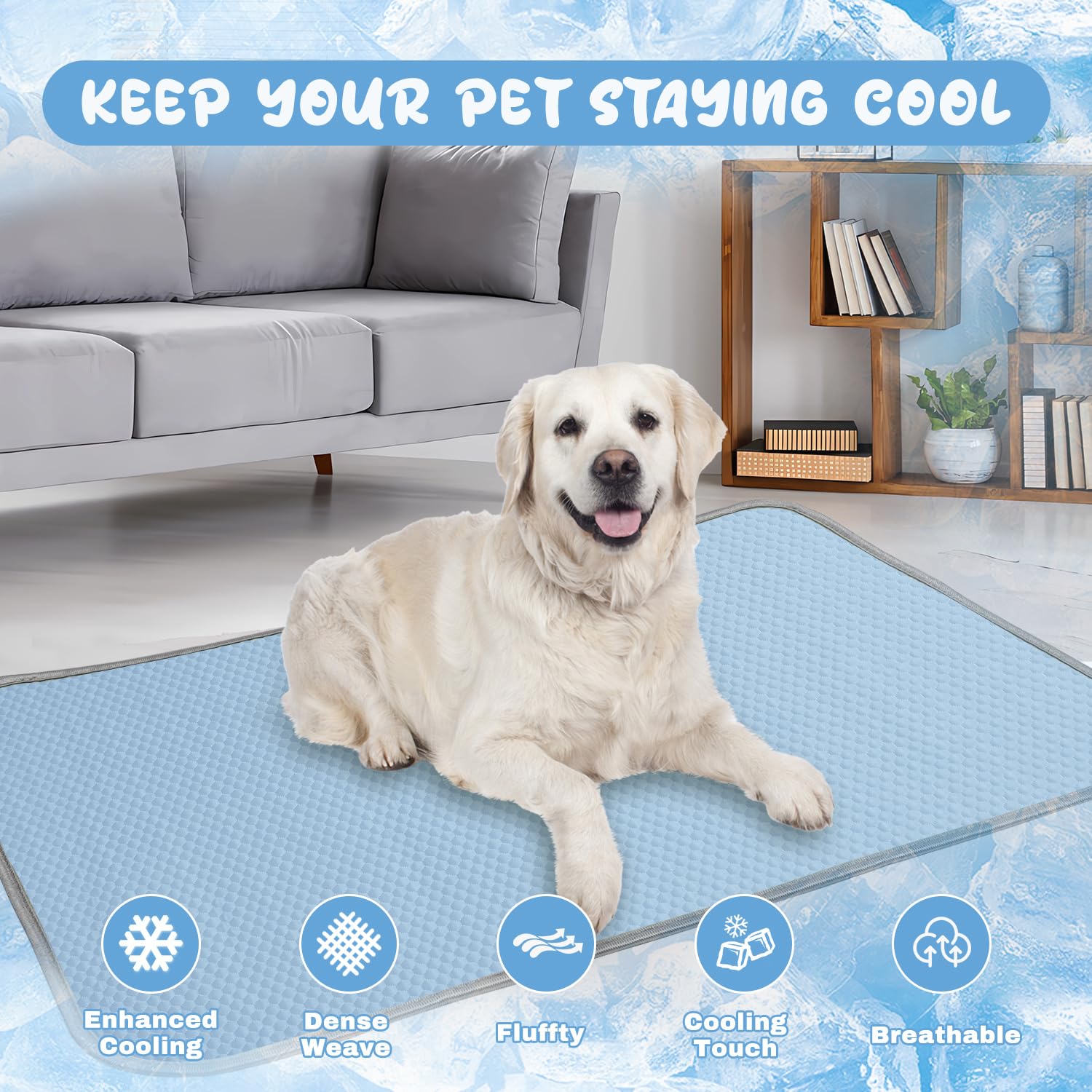 Buvlnee Cooling Mat fabric closeup shows breathable, safe self-cooling surface.