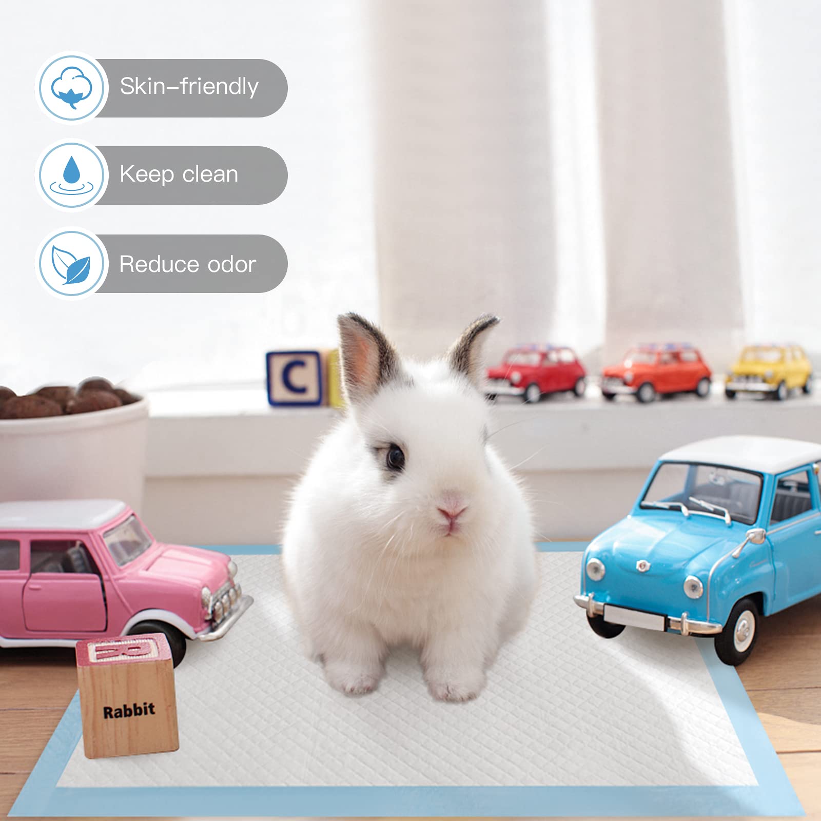 Buyockss 13x18-inch small animal pads ideal for rabbits and guinea pigs.