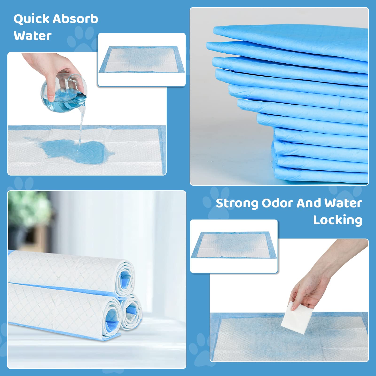 Buyockss five-layer absorbent core traps liquids quickly keeping floors dry.