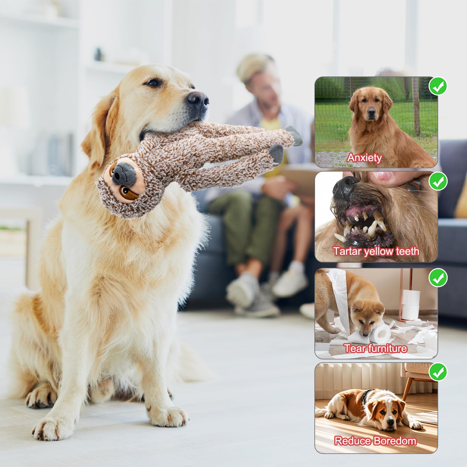 BUYPOW durable plush dog toy designed for safe play