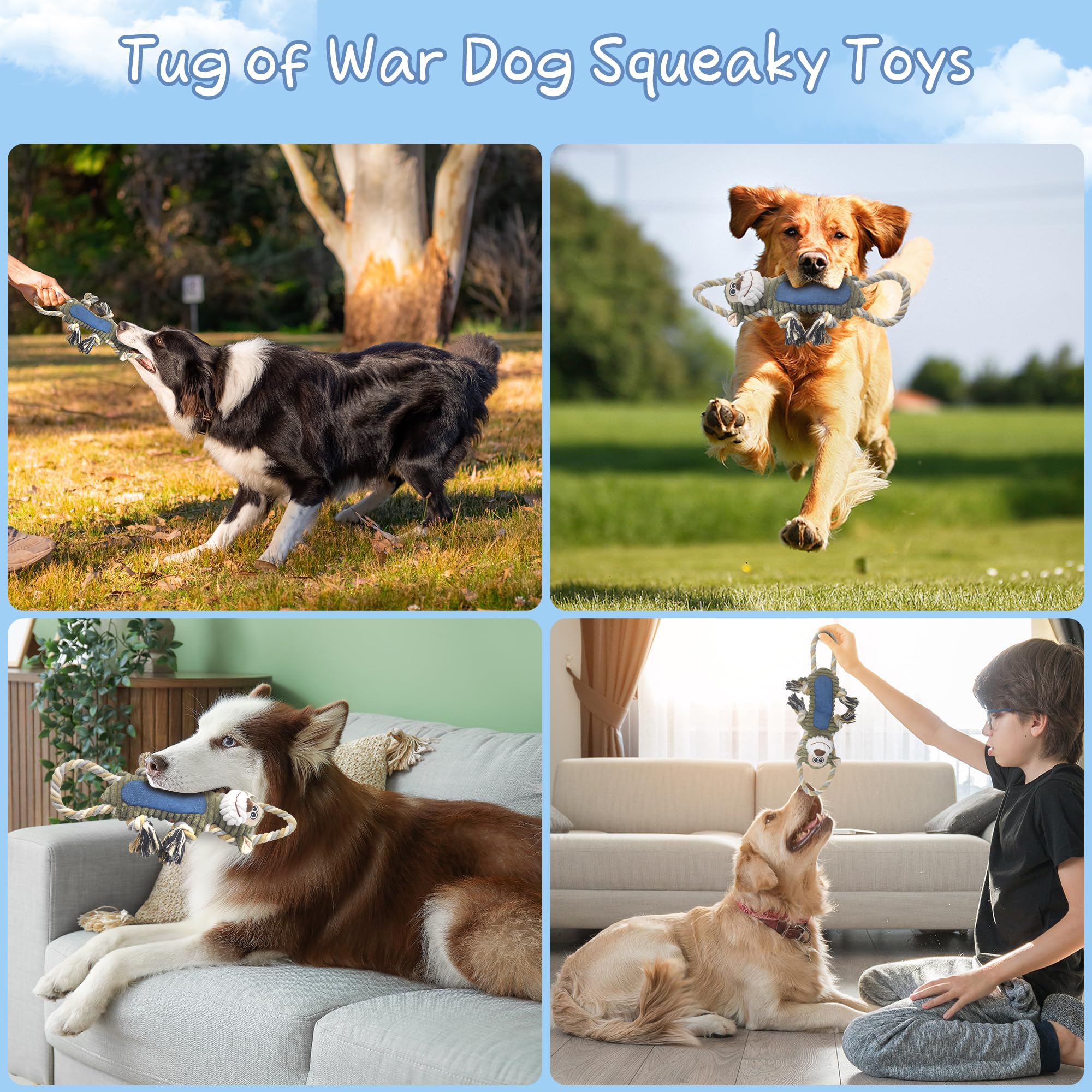 BUYPOW durable squeaky toy helps clean teeth and massage gums