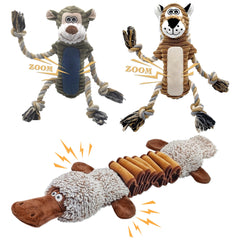 BUYPOW monkey stuffed dog toy with squeaker for engaging play and anxiety relief