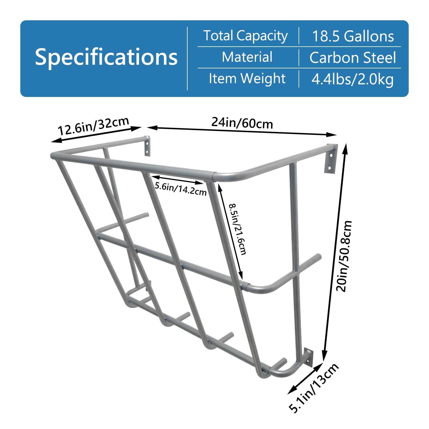 BUYYAH Hay Feeder Goat side view highlighting durable iron construction for daily farm use