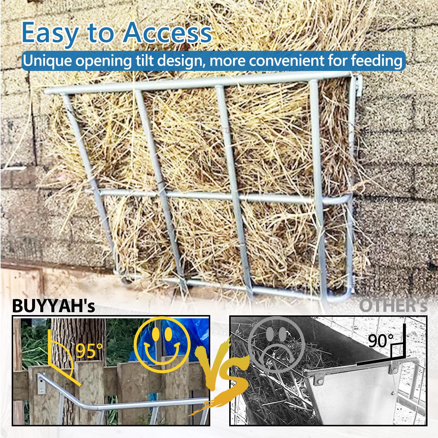 BUYYAH Hay Feeder Goat heavy-duty iron frame ensures lasting farm performance