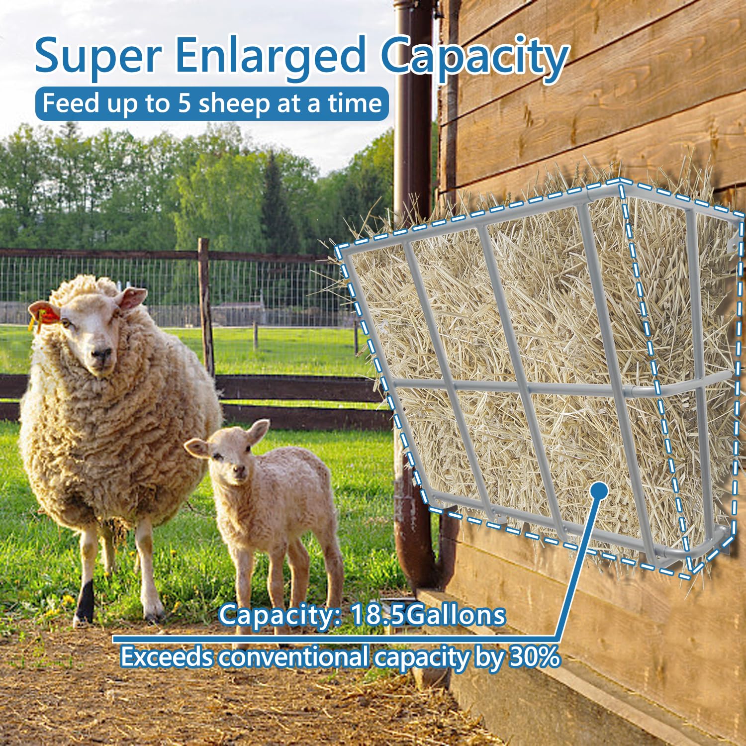 BUYYAH Hay Feeder Goat multi-sided access provides easy reach for multiple animals