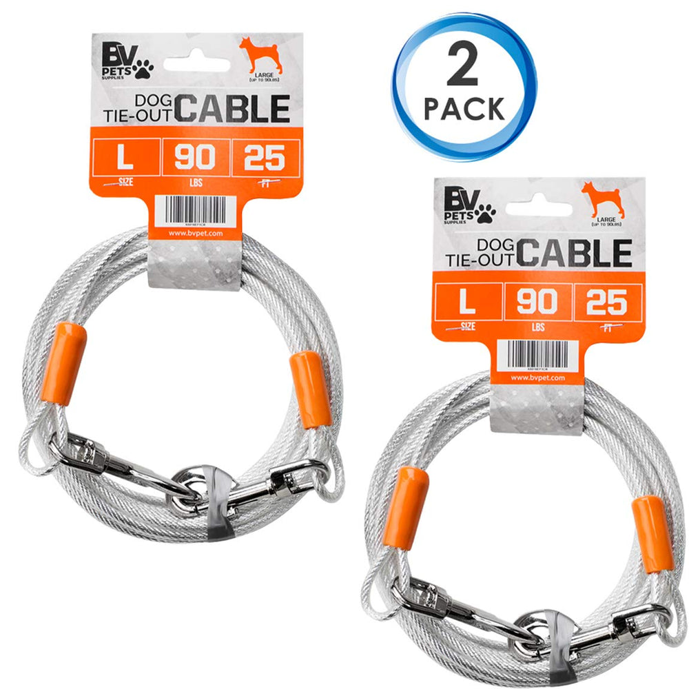 BV Dog Tie Out Cable with 360° rotating clasp for smooth, tangle-free movement.