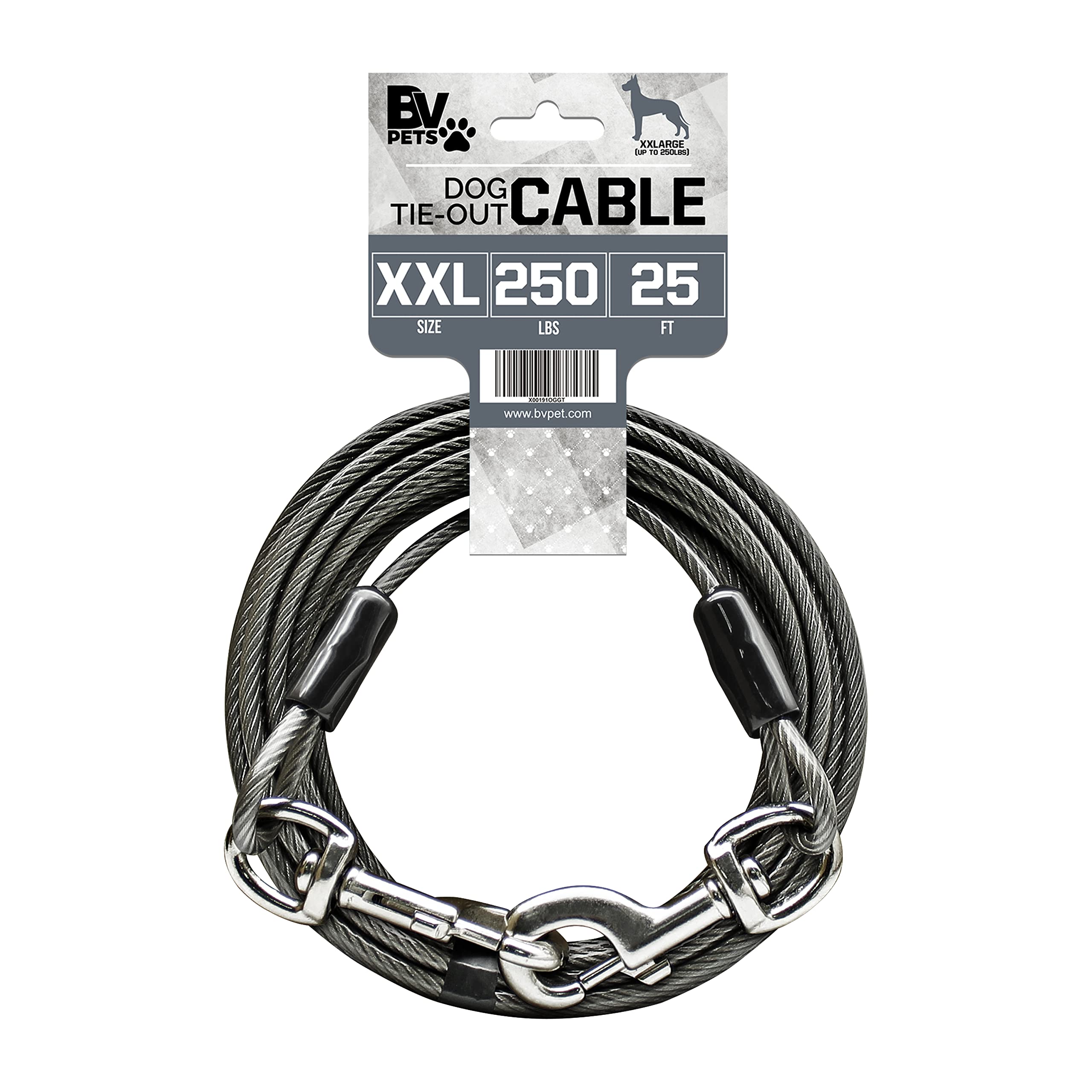 BV dog tie out cable 25ft extended view for spacious outdoor roaming