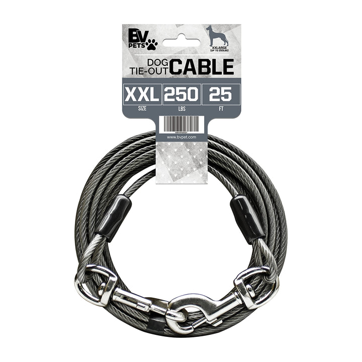 BV dog tie out cable 25ft extended view for spacious outdoor roaming