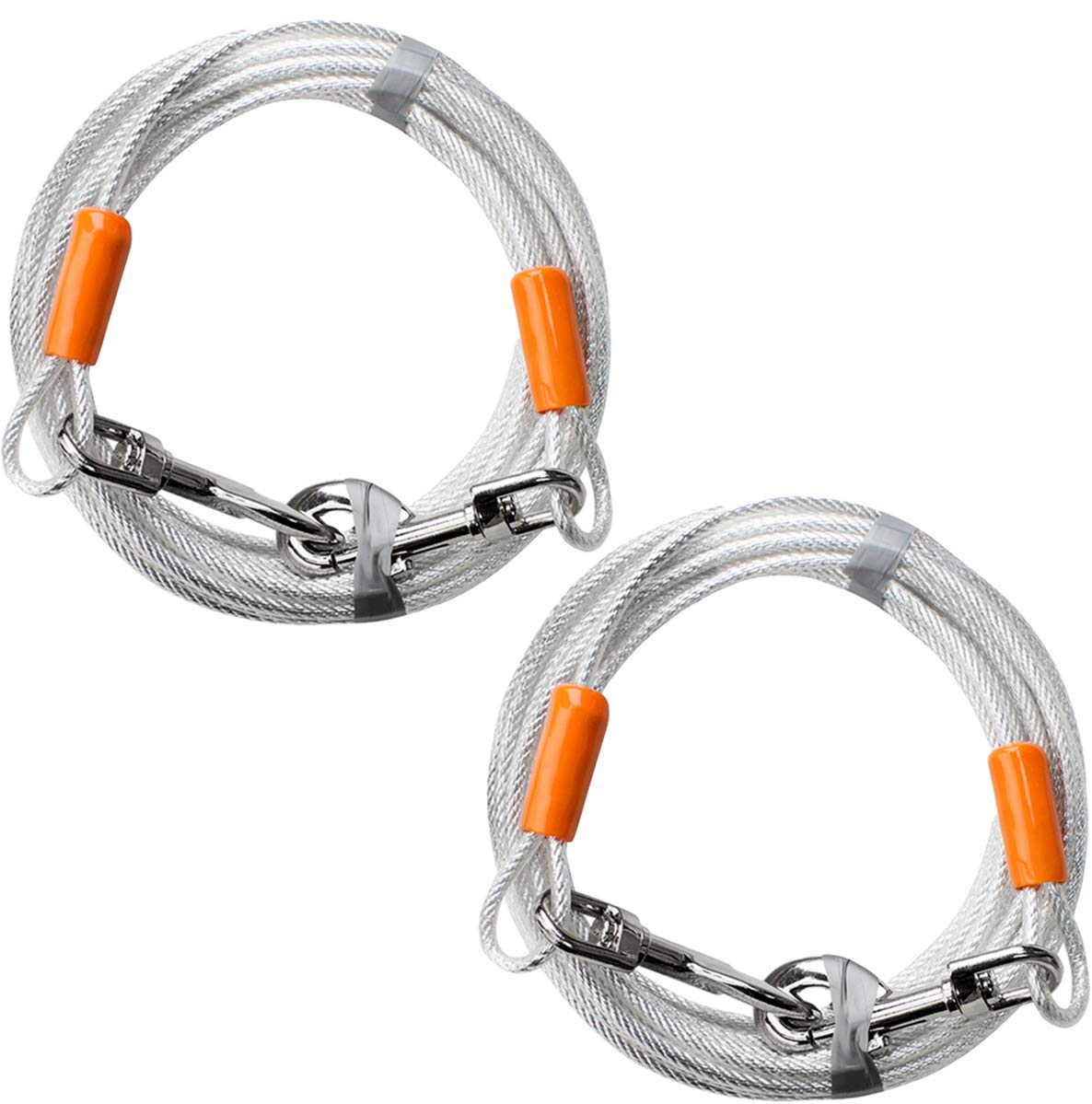 BV Dog Tie Out Cable in yard use with 25 ft reach for safe roaming.