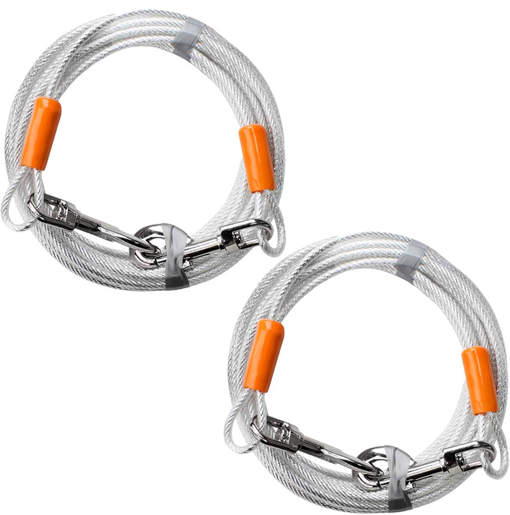 BV Dog Tie Out Cable in yard use with 25 ft reach for safe roaming.