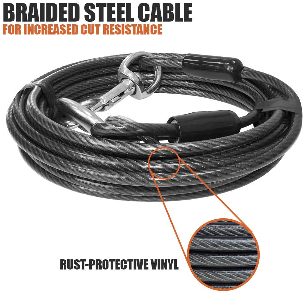 BV dog tie out cable heavy-duty design for powerful dogs