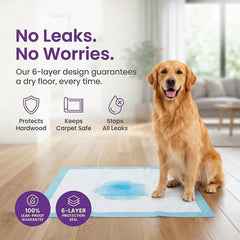 BV Puppy Pads XL absorption core locks liquid away to keep floors dry.