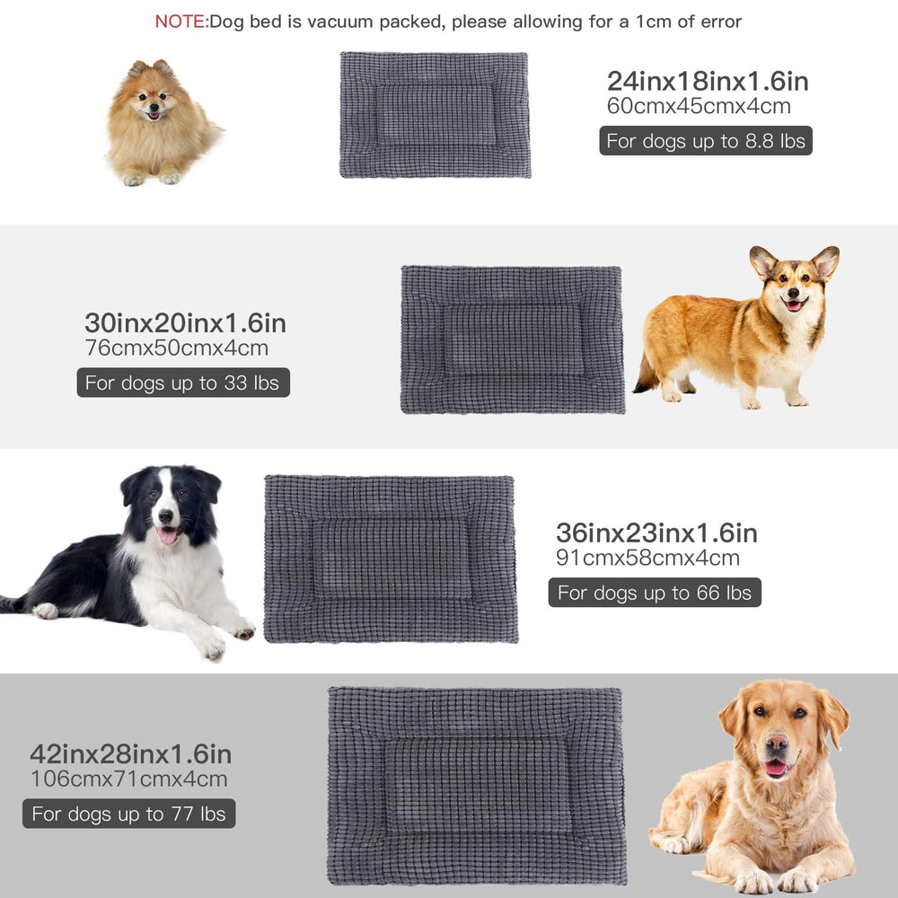 BVAGSS Reversible Dog Crate Pad size chart helps choose the right fit.