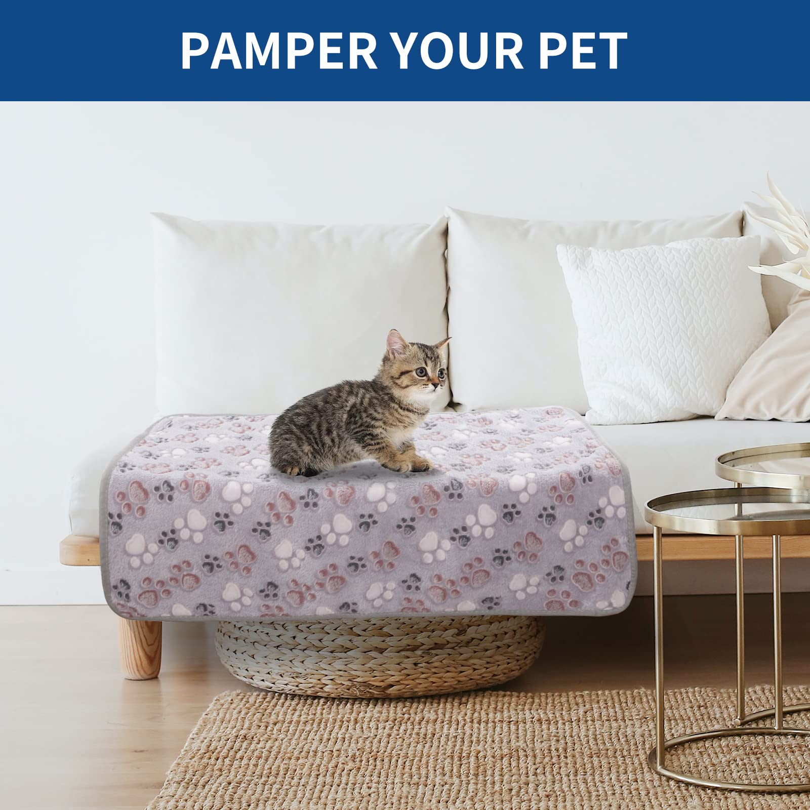 BVAGSS paw print blanket for large dogs provides plush warmth for lounging.