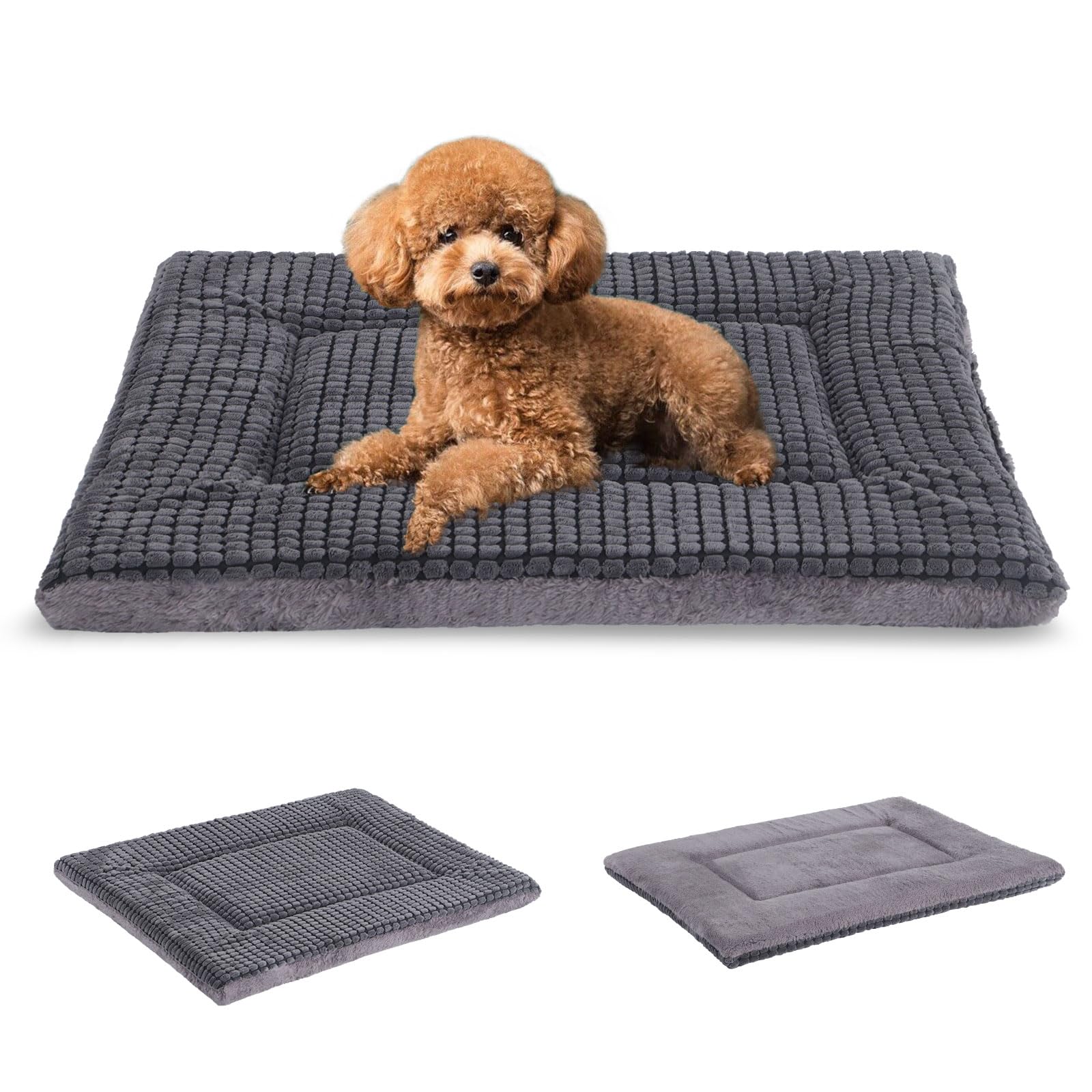 BVAGSS Reversible Dog Crate Pad plush side offers cozy comfort for crate naps.