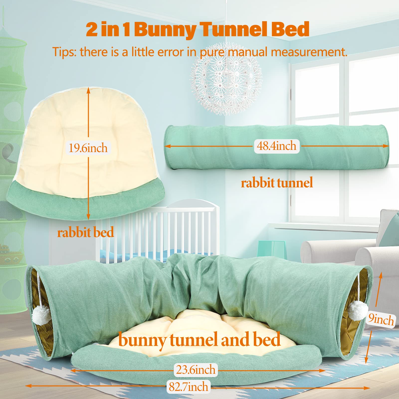 BWOGUE Bunny Tunnel Bed open design shows cozy tunnel and plush resting space