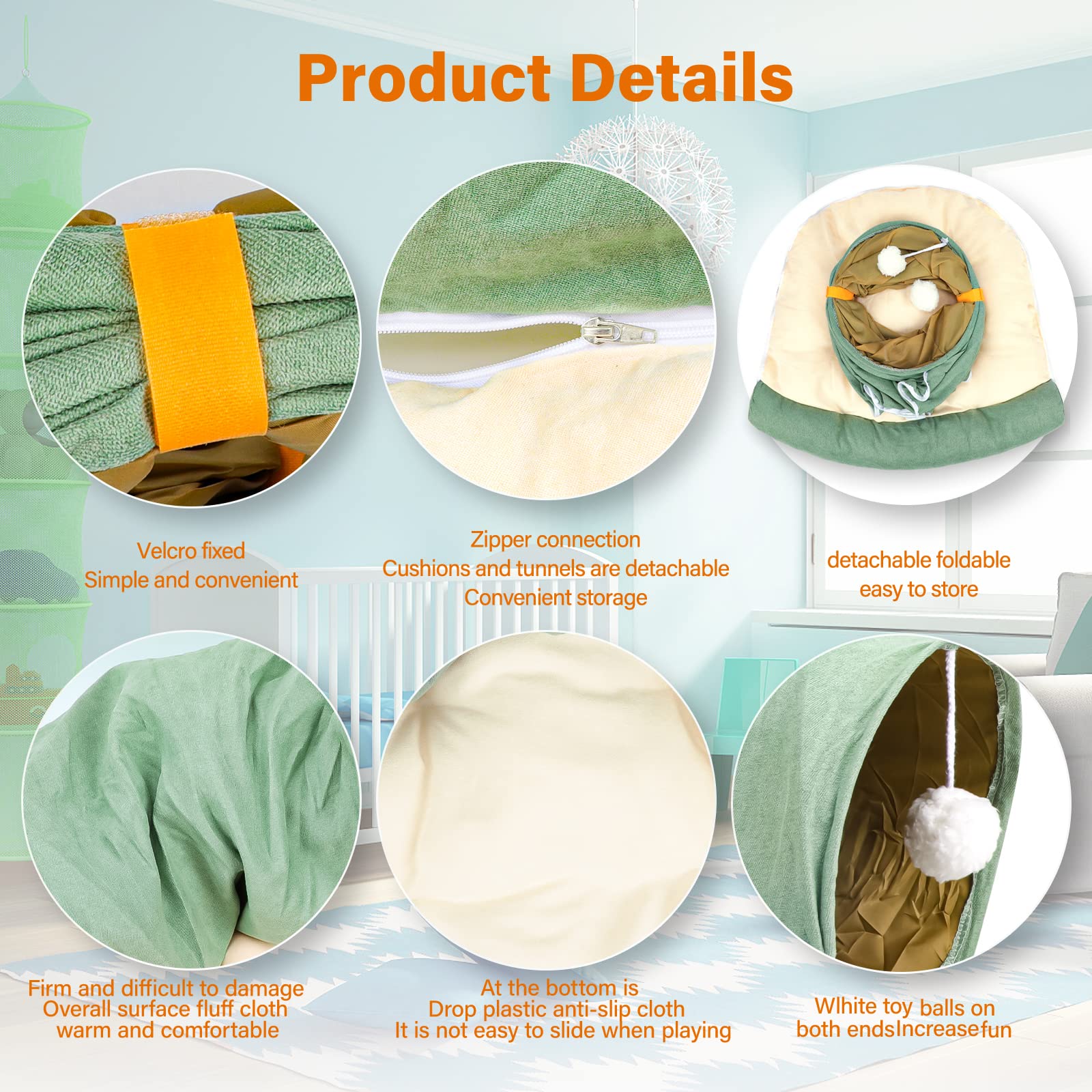 BWOGUE Bunny Tunnel Bed removable mat for simple washing and quick cleanup