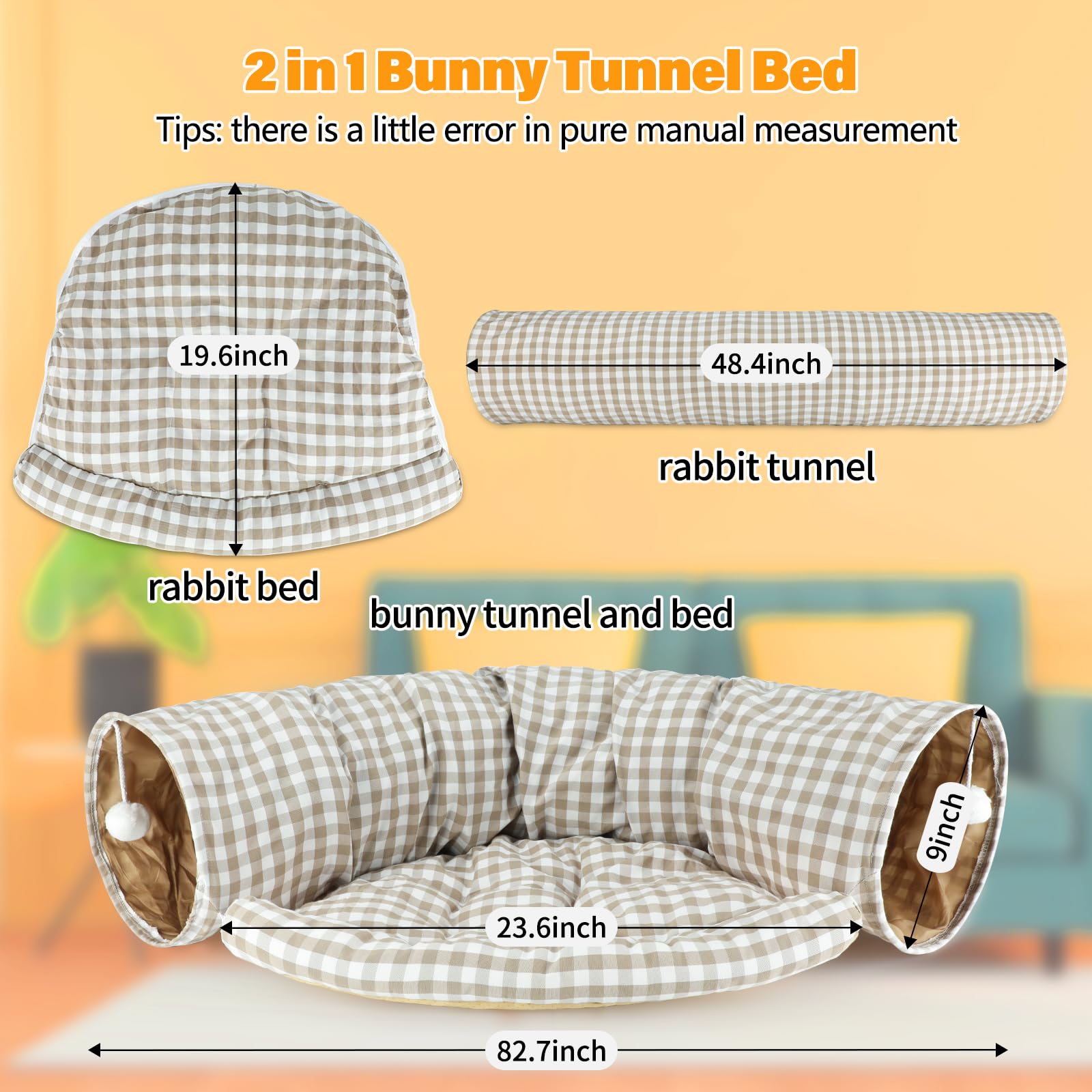 BWOGUE Bunny Tunnel Bed removable mat for easy washing and care