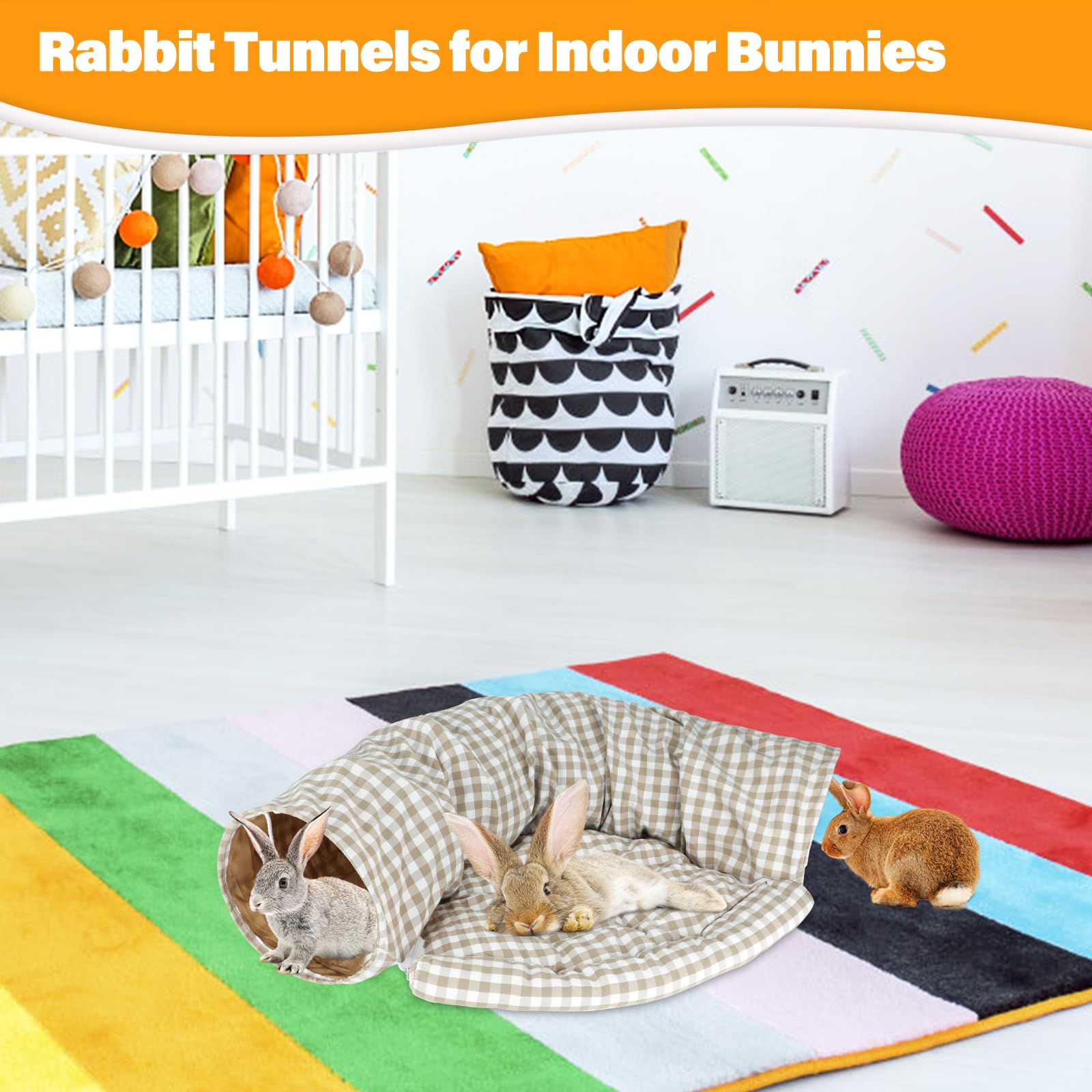 BWOGUE Bunny Tunnel Bed steel frame provides sturdy shape and safety
