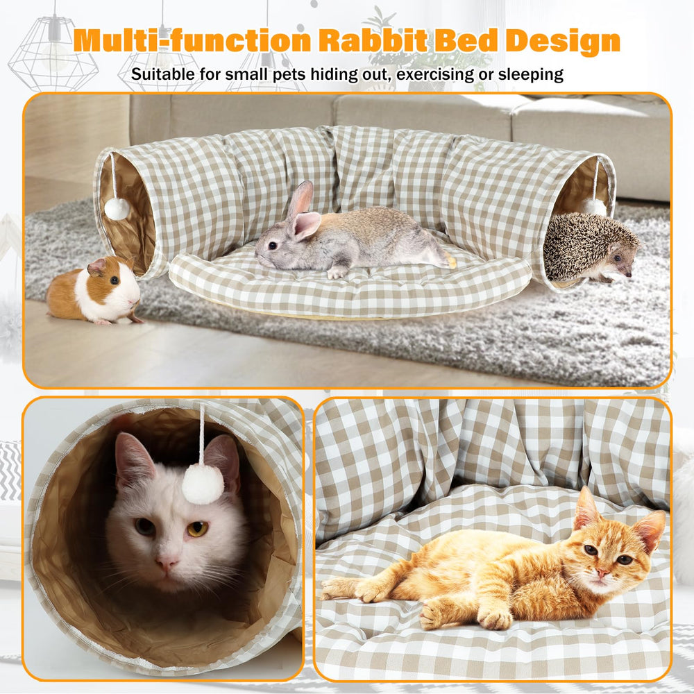 BWOGUE Bunny Tunnel Bed suede fabric offers scratch-resistant comfort