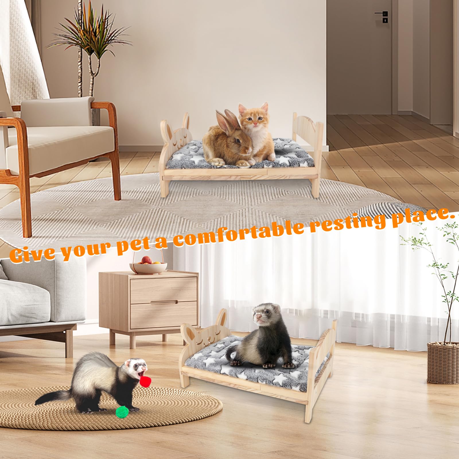 BWOGUE cute bunny pattern decor enriches small pet habitat.