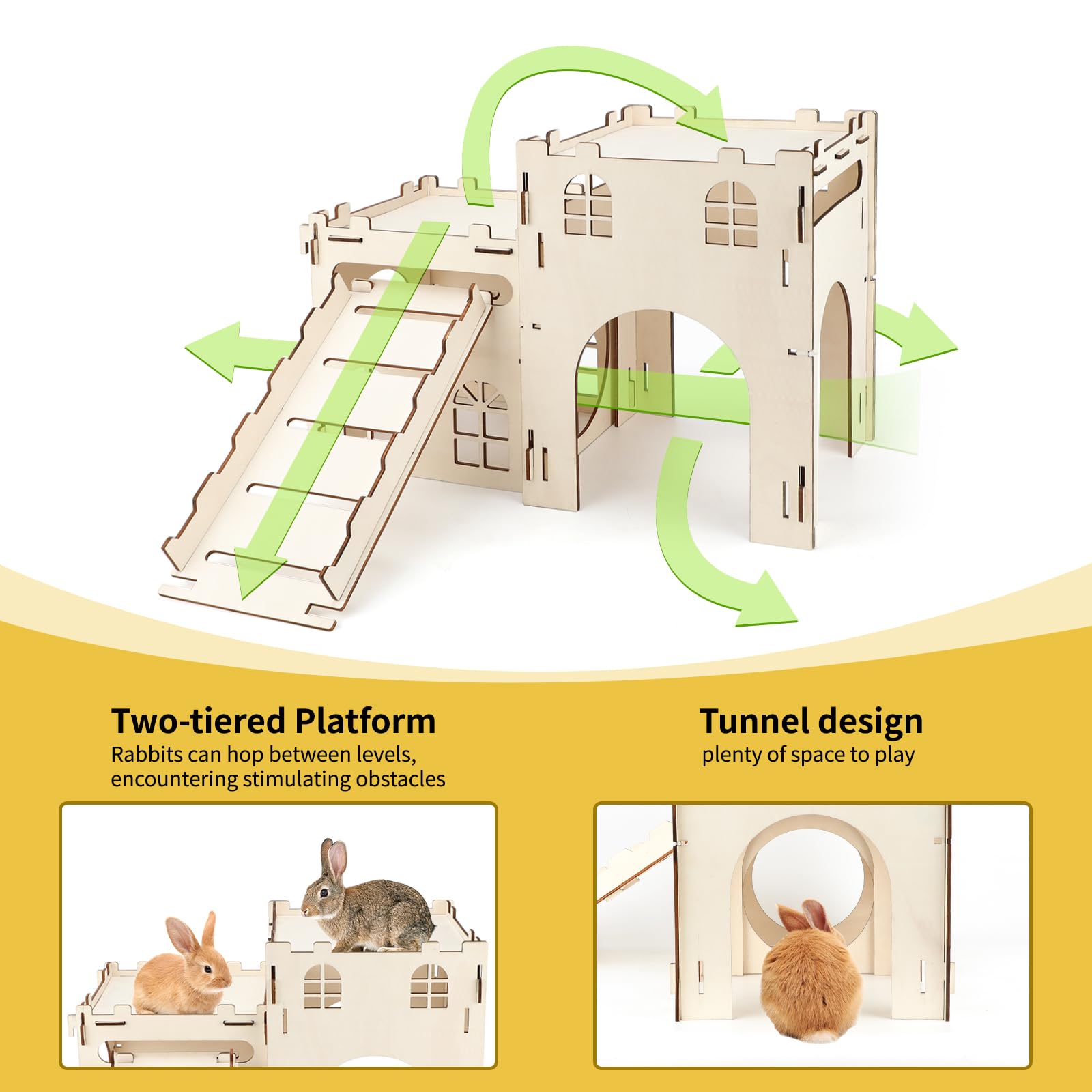 BWOGUE Extra Large Bunny Castle detachable stairs enable adaptable layouts